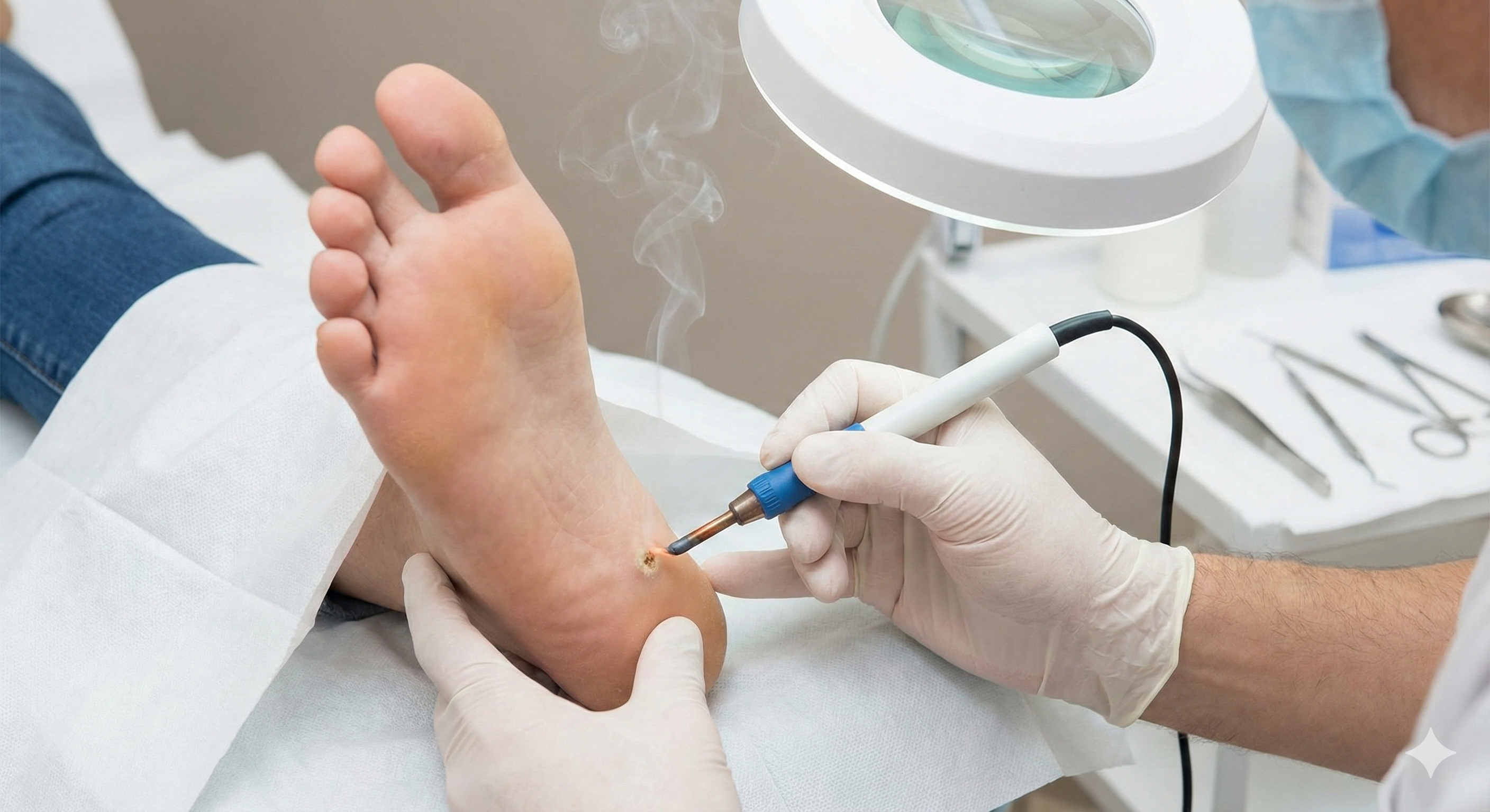 Procedimiento de quiropodia con instrumentos esterilizados y técnica profesional